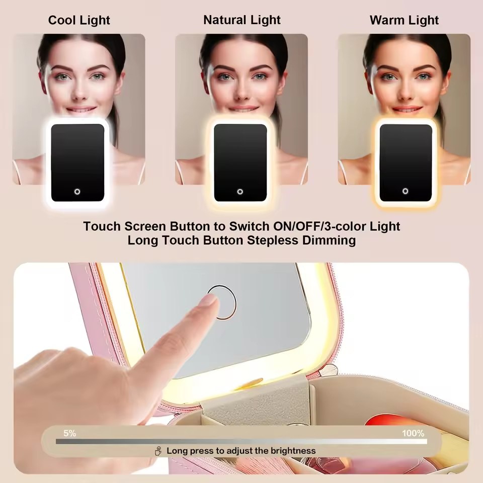 Travel Makeup Bag With LED Light