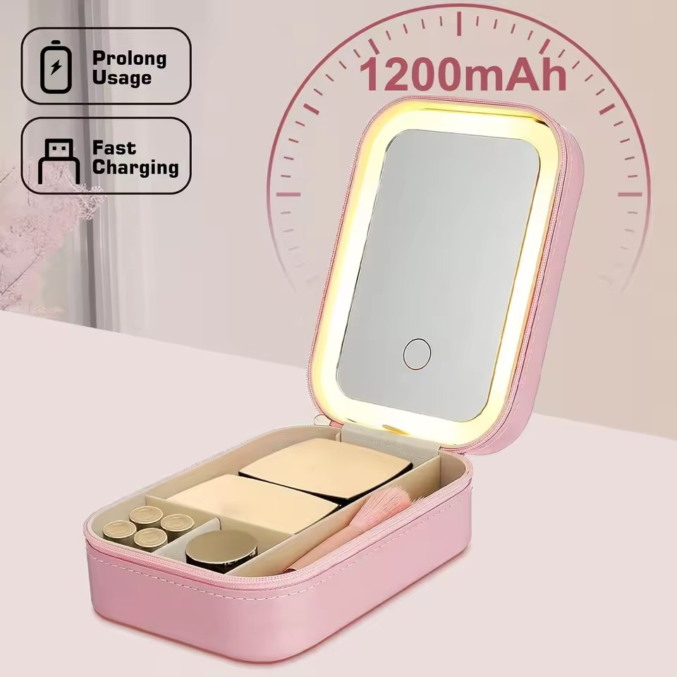 Travel Makeup Bag With LED Light