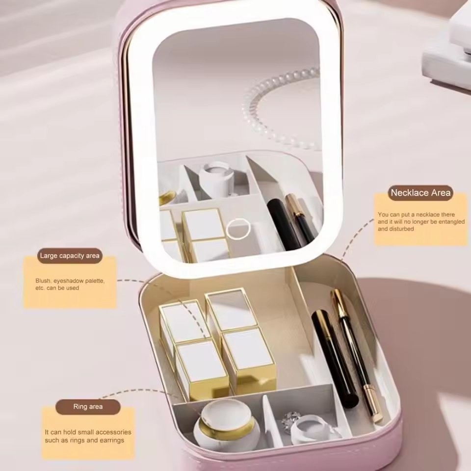 Travel Makeup Bag With LED Light