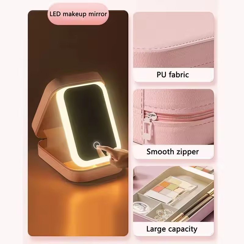 Travel Makeup Bag With LED Light